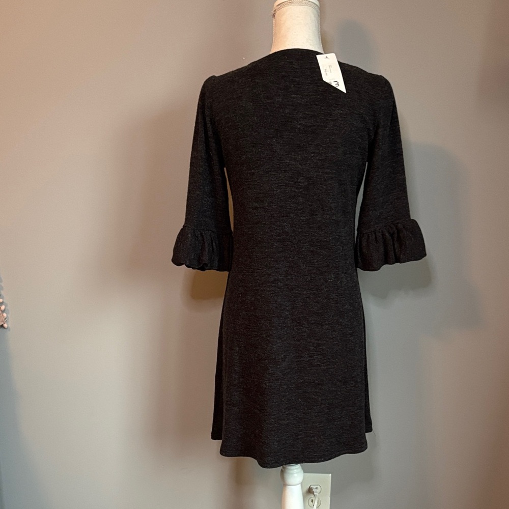 Black Ruffle Sleeve Sweater Dress - Picture 5 of 7